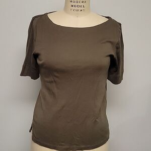 Chico's T Shirt Sz O Brown Pullover The Ultimate Tee Basic Staple